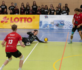 Germany ,Eltmann, Georg Schäfer Halle - 24 Oct 2026 - 2.Bundesliga, Volleyball - CERATONIA Volleys Eltmann – SV Schwaig
Image: Tobias Werner (VC Eltmann, #12) with a dig to keep the ball in play.